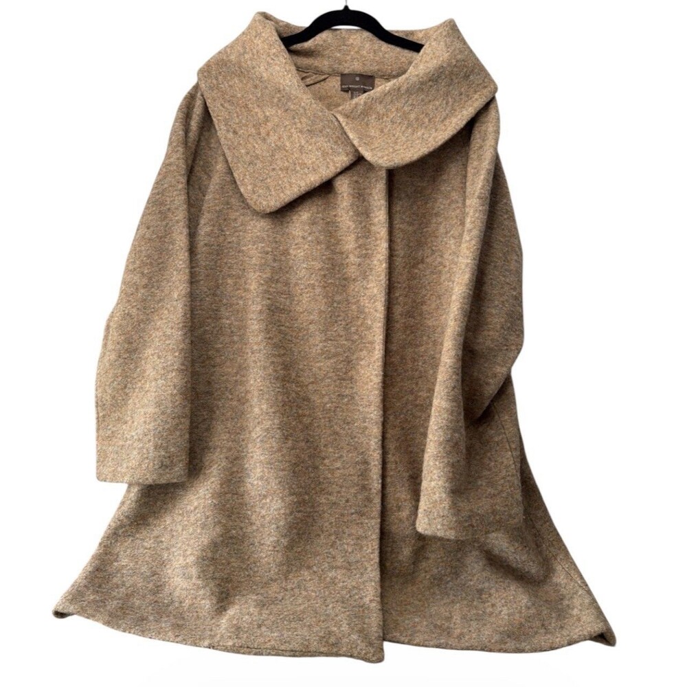 Fenn Wright Manson Womens Wool Blend Shawl Collar Longline Coat Jacket Sz XL